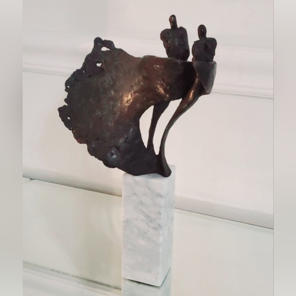 RARE Exquisite Bernadette Leijdekkers Bronze&Marble Sculpture Title "Dance" - Picture 7 of 13